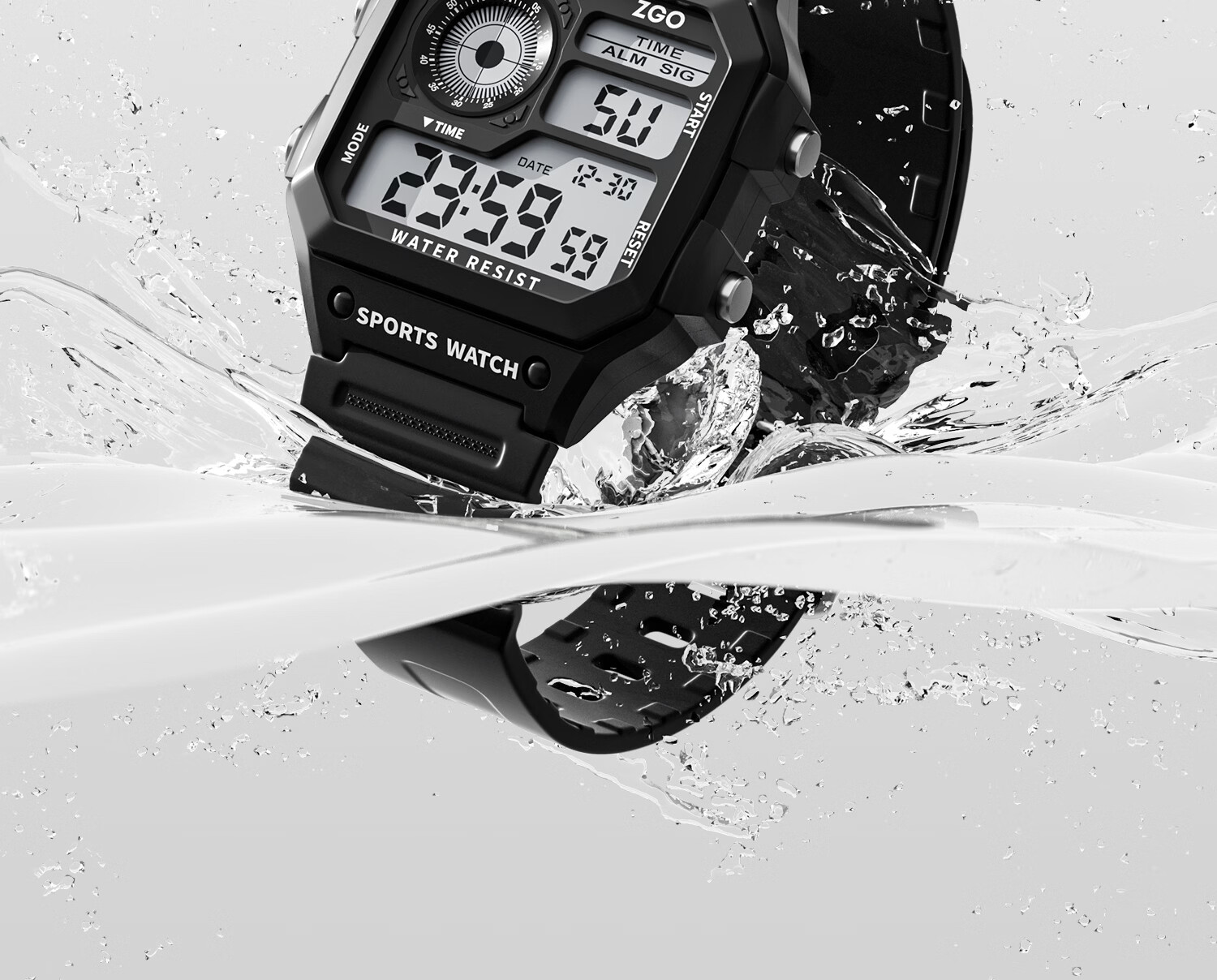 ZGO Men's Vintage Style Digital Watch Student Waterproof Small Square Sports Electronic Watch for High School and Middle School Students 18