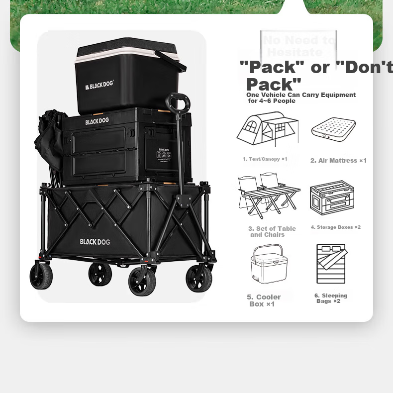 Black Dog Rear Door Camping Trailer Pet Stroller 240kg Load Capacity 3