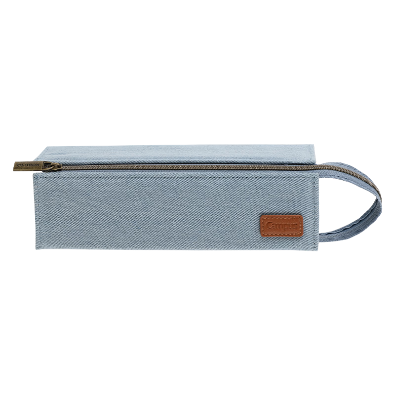 KOKUYO Campus Denim Large Capacity Portable Pencil Case Student Stationery Storage Light Blue WSG-PCD23LB 1 Piece