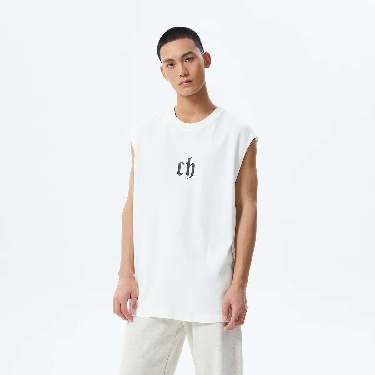 CHINISM Classic Cotton Logo Vest Men Summer Breathable Sleeveless Tank Top XV2333H6031