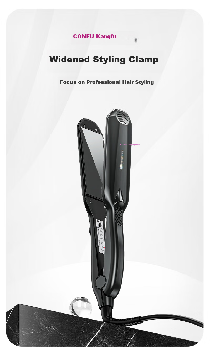 CONFU KF-505 Curling and Straightening Iron, Wide Dual-Use Hair Straightener and Curler for Professional Salon Hair Styling 1