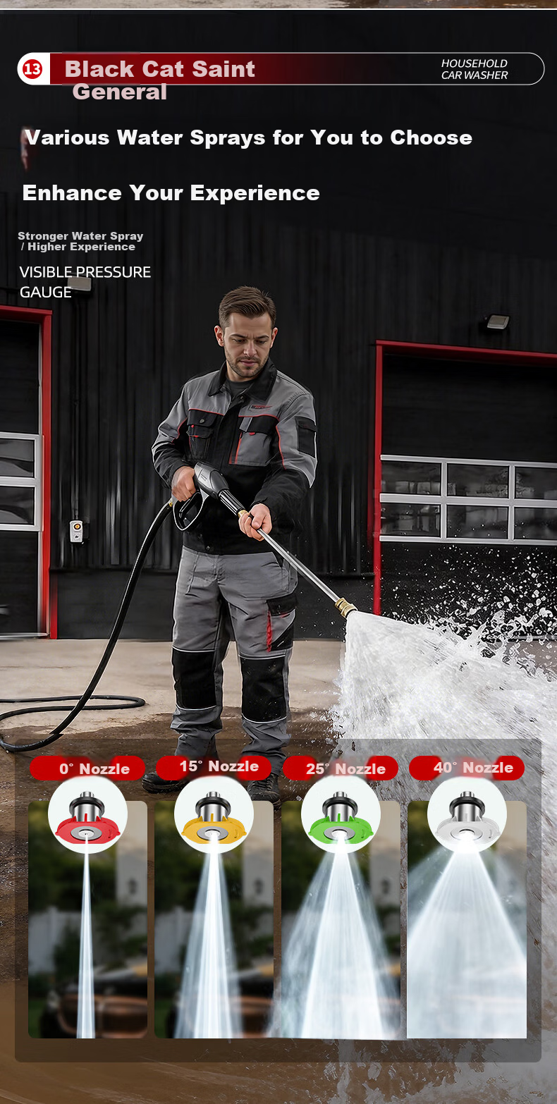 Black Cat Saint Commercial Car Washer High-Pressure Cleaning Machine High Power Farm Car Wash Water Gun 220V Car Wash Shop Brush Pump 90 6