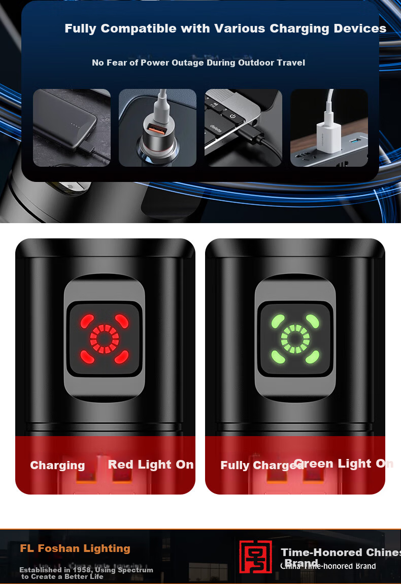 Foshan Lighting High-Power Flashlight Zoomable Long-Range Outdoor Laser Super Bright Rechargeable Portable Emergency Lighting 11