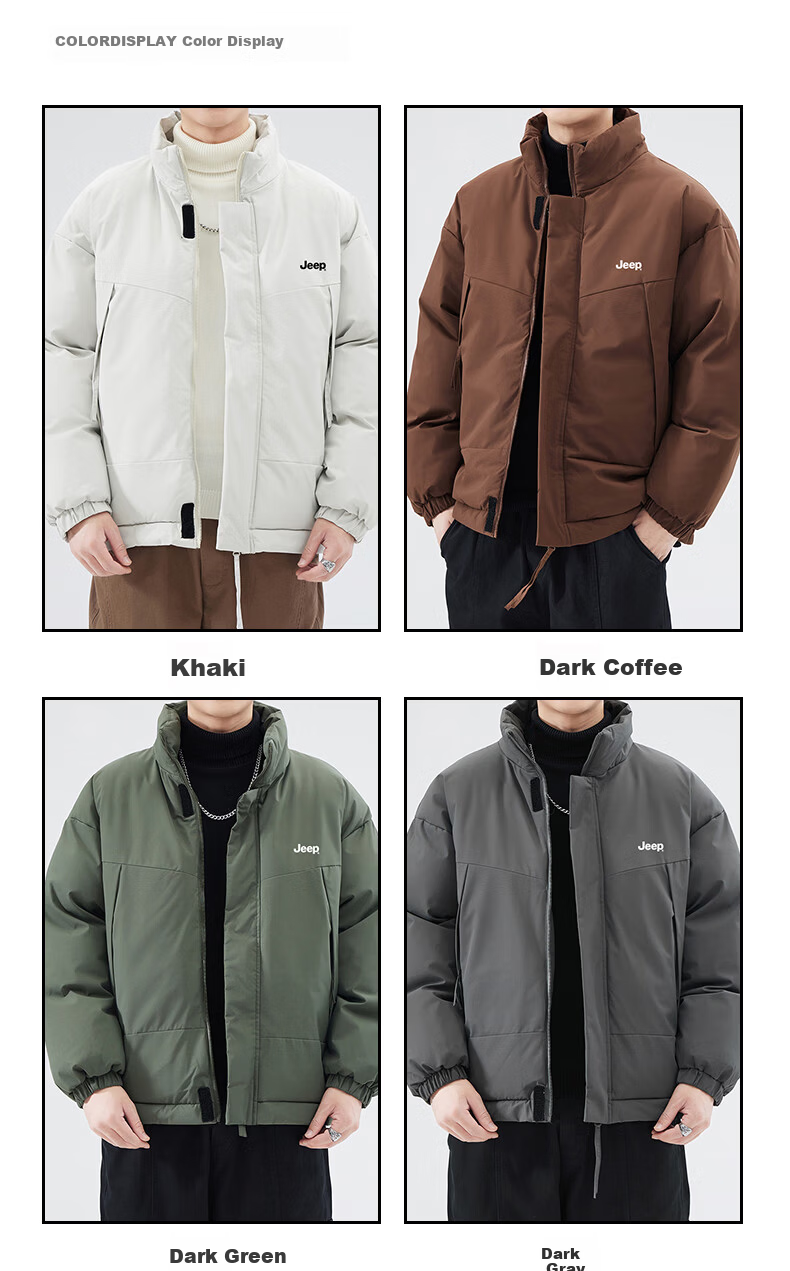 JEEP Men's Thickened Warm Windproof Cotton Padded Jacket Loose Casual Winter Coat 5