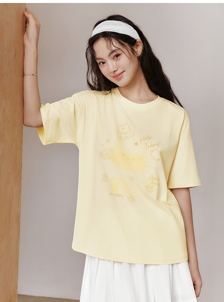 Semir Women's Summer Short Sleeve T-Shirt Mid-Length Loose Cartoon Print Cute Niche Top 10A326100004 2026 14