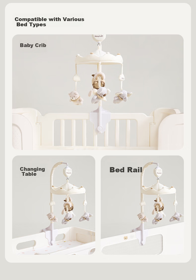 Babypods Newborn Crib Mobile Baby Gift Set Soothing Toy 0-6 Months Rotating Plush Doll First Birthday Present 17