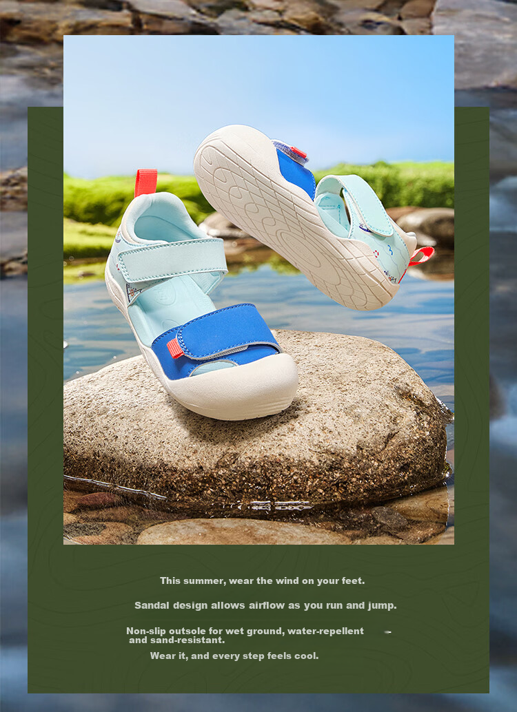 Balabala Kids Steady Shoes Boys Girls Sandals 2026 Summer New Breathable Closed-Toe Walking Shoes Colorblock Non-Slip 2