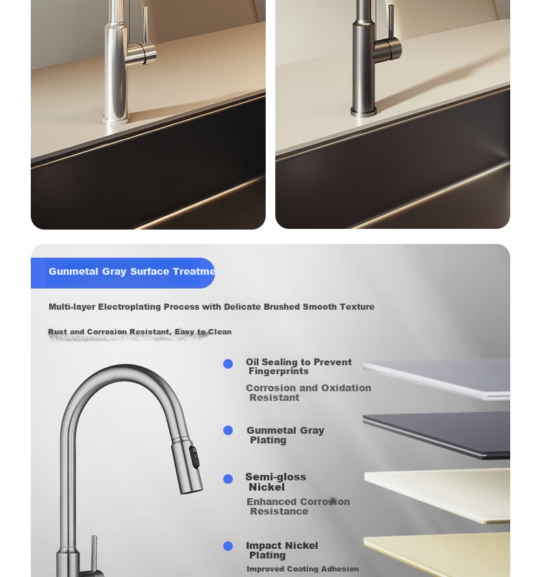 MOEN Gunmetal Kitchen Faucet Pull-Out Rotatable Multi-Function Splash-Proof 13350 14