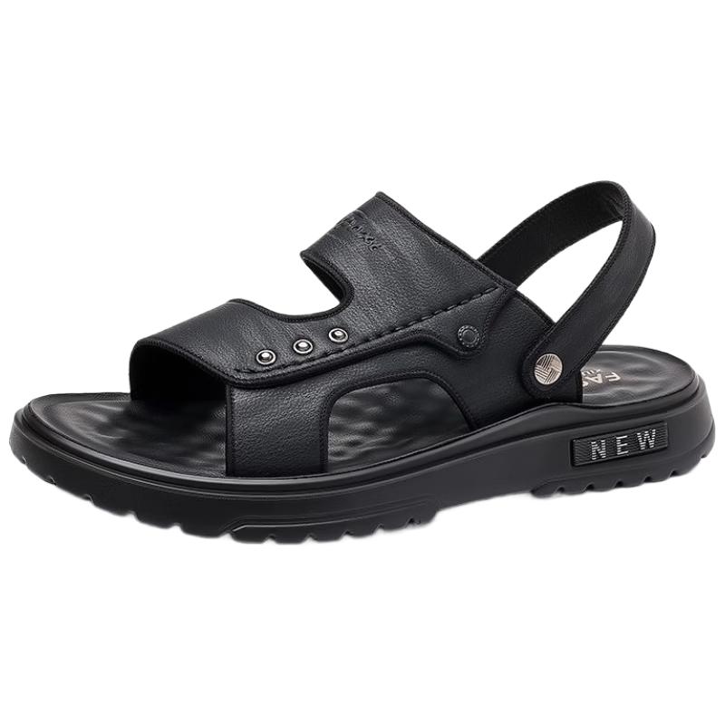 Jingzhenlianggong Casual Soft Sole Men's Breathable Anti-Slip Sandals Slippers Brown Matte Style Size 41