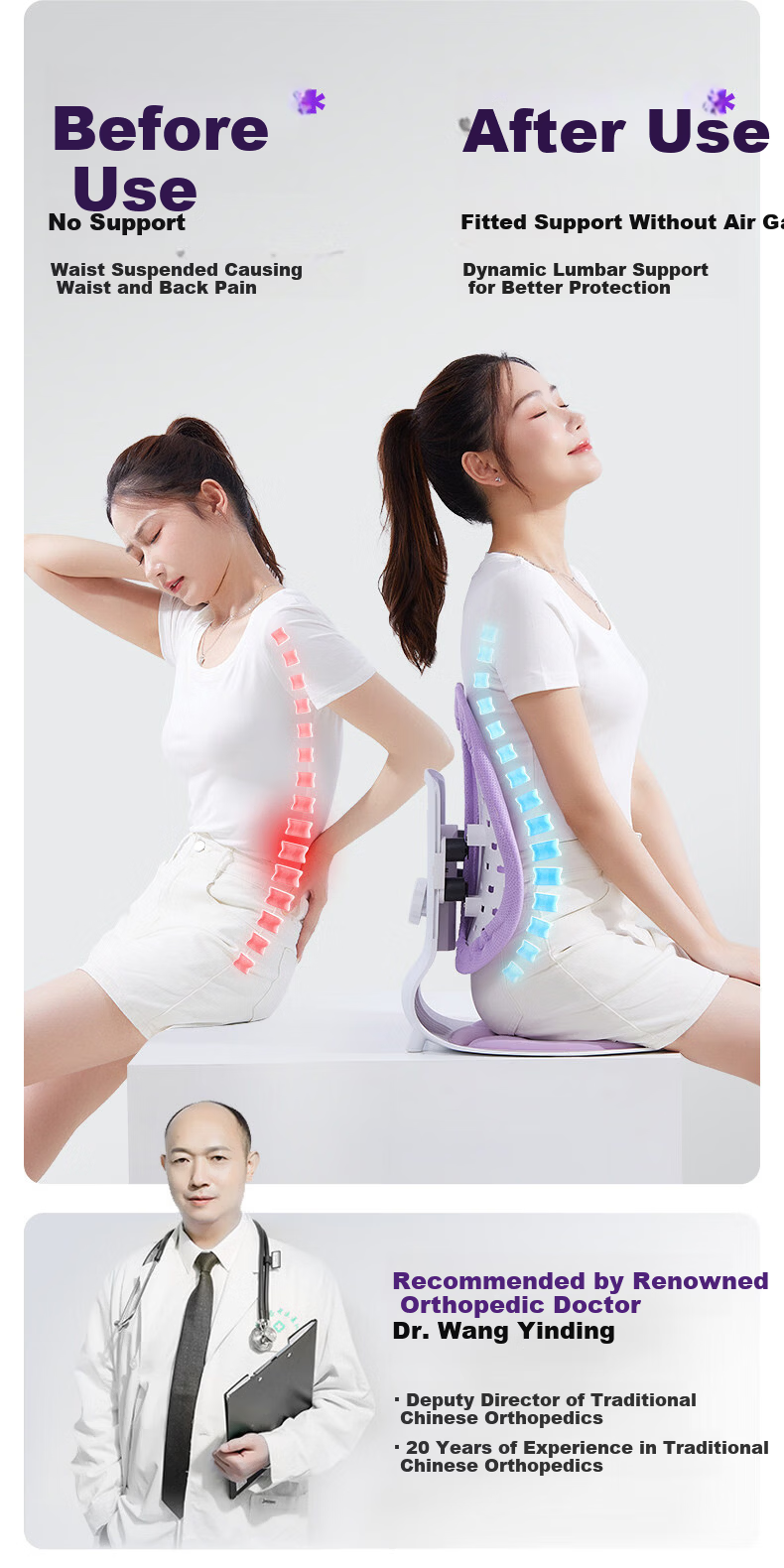 SITGOOD Lumbar Support Seat Back Cushion Waist Pillow Posture Chair Lumbar Cushion STG Seat Cushion Pillow Gift Office Lumbar Support Cushion 7