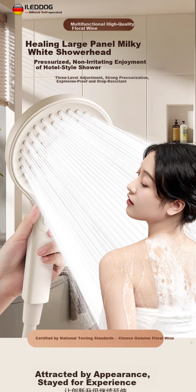 ILeddog [Germany] High-Pressure Shower Head Handheld Bathroom Rainfall Shower DS-248 4
