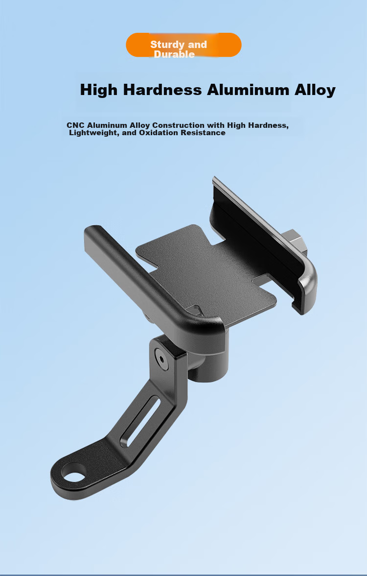BZBC Aluminum Alloy Phone Holder for Electric Motorcycle, Electric Bicycle, Delivery Rider Shockproof Navigation Mount, Mountain Bike and Road Bike Handlebar Phone Mount 3