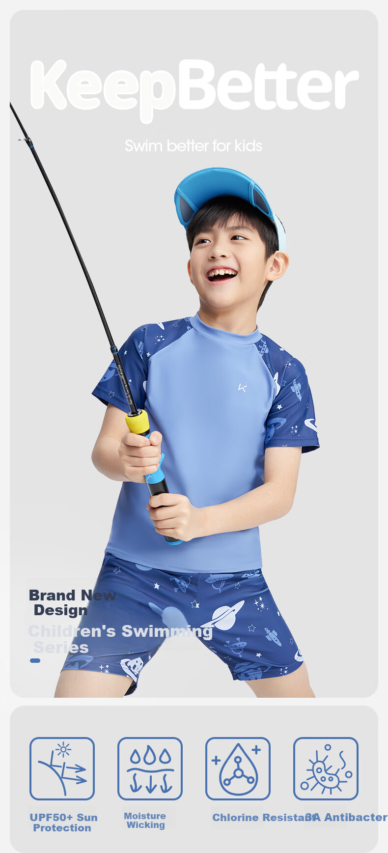 Keep Kids Boys New Split Student Youth Swimwear Set Dark Blue 150 3
