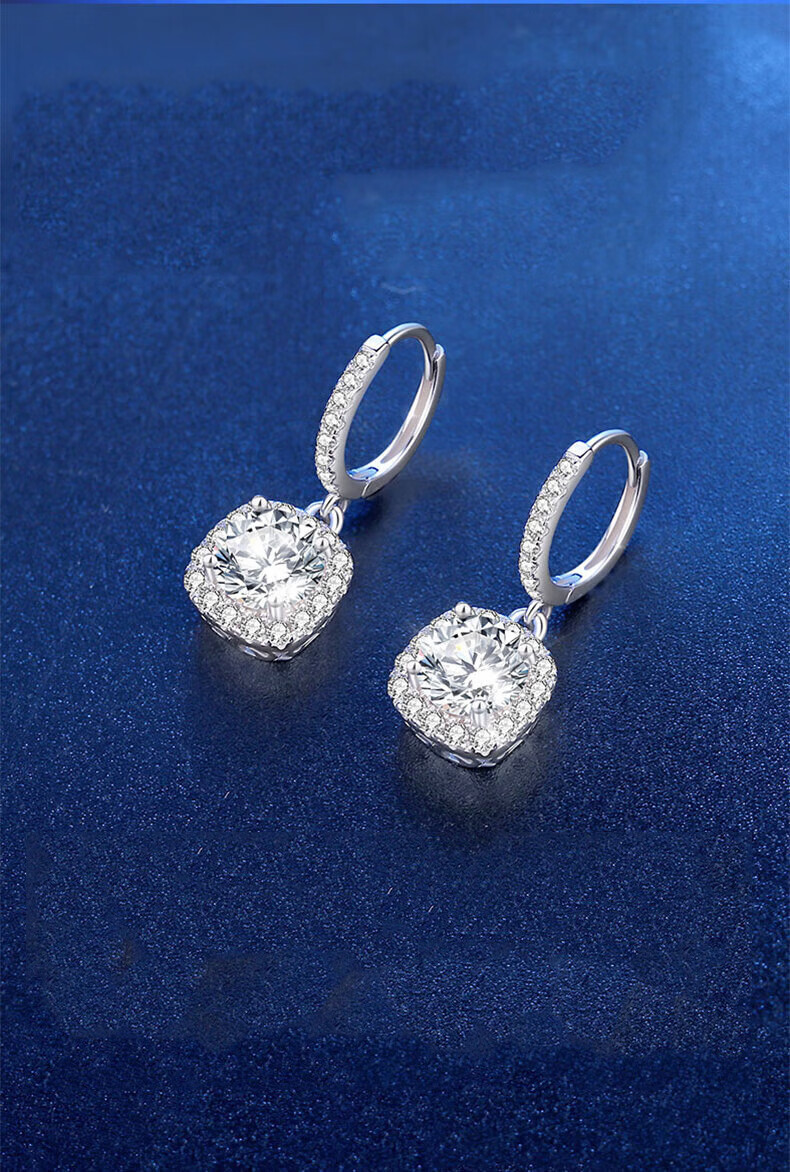 Xinyan Xinyu Moissanite Diamond Earrings for Women Lightweight Luxury High-End Feel White Gold Jewelry Gift for Girlfriend Qixi Valentine's Day Present 5