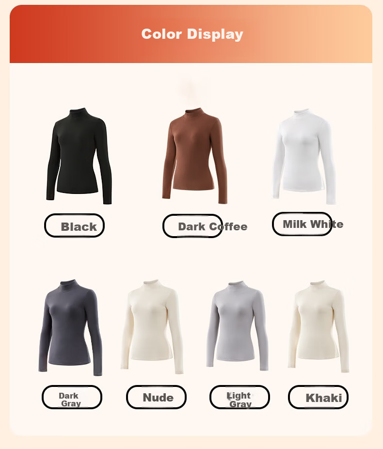 MiiOW Black Half Turtleneck Fleece-Lined Thickened Autumn Winter Warm Long Sleeve Women's Base Layer Top 1