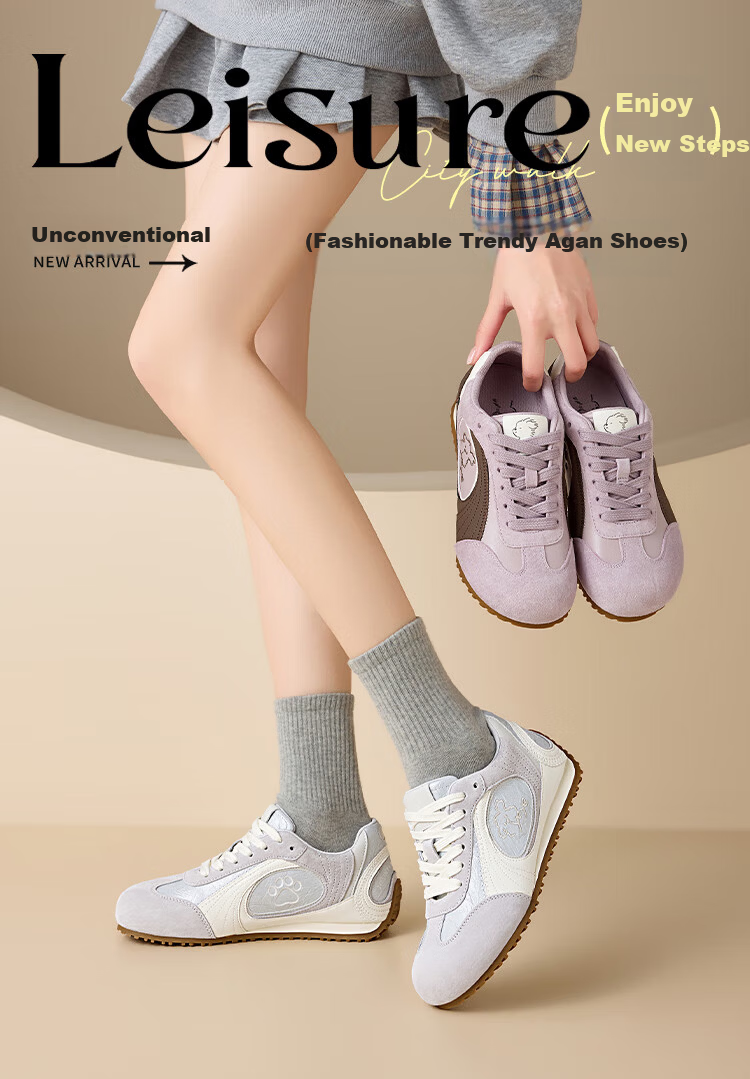 Zhuoshini Casual Purple Puppy 2026 New Women's Height Increasing Trainer Versatile Sports Casual Shoes Gray Purple Size 37 1