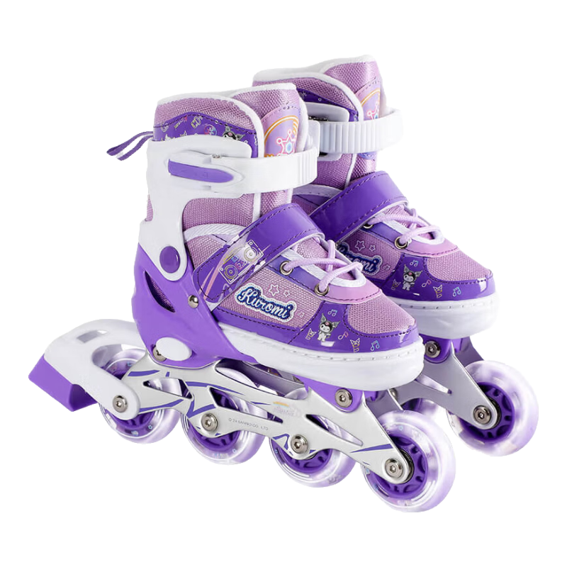 Mesuca & Kuromi Co-Branded Roller Skates for Children Beginners, Girls' Flashing Inline Skates, Gift Idea