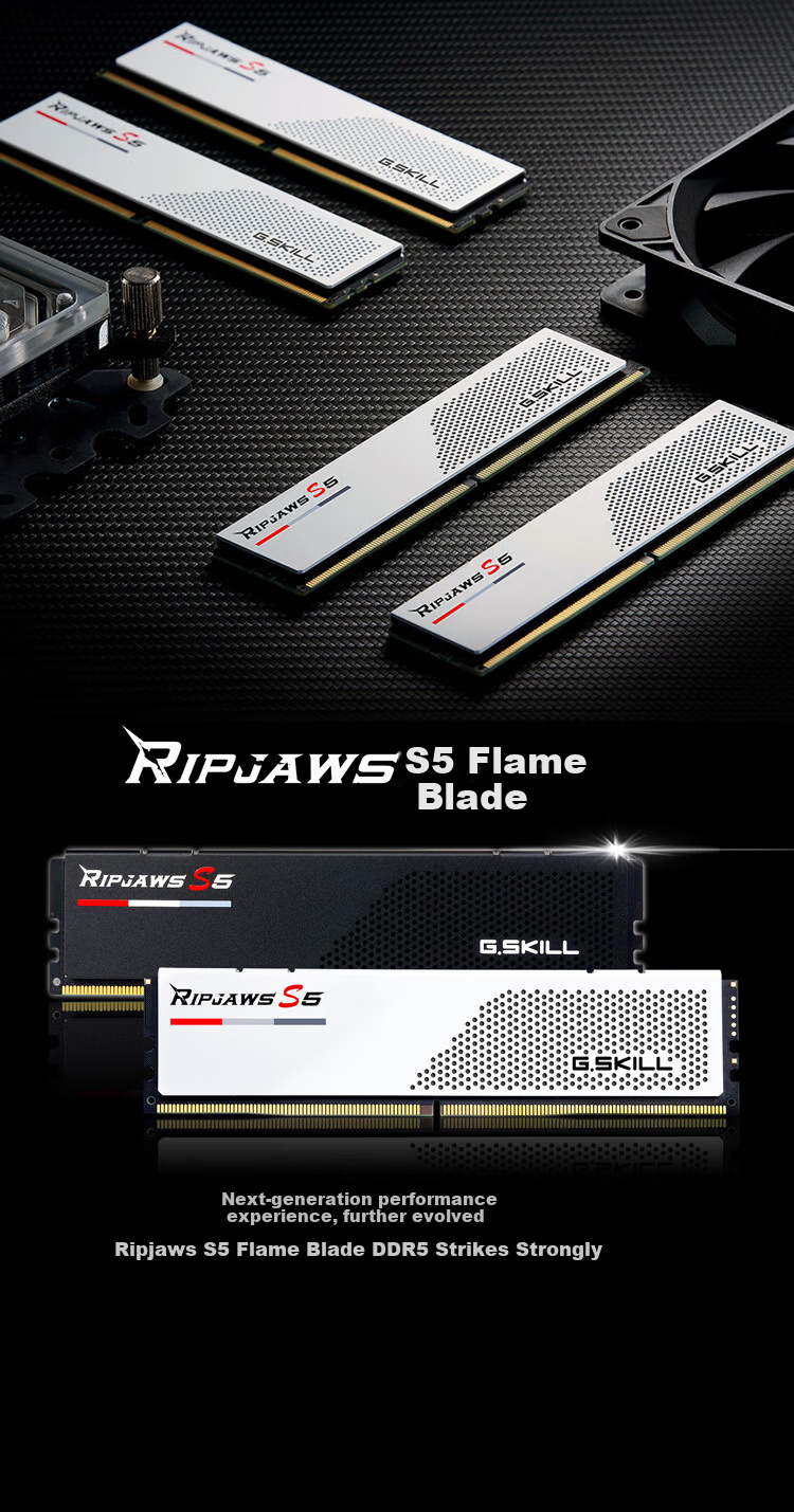 G.SKILL Trident Z5 DDR5 16GB (1x16GB) 6000MHz Desktop Memory - Flame Blade (Dark Night Black) / C36 5