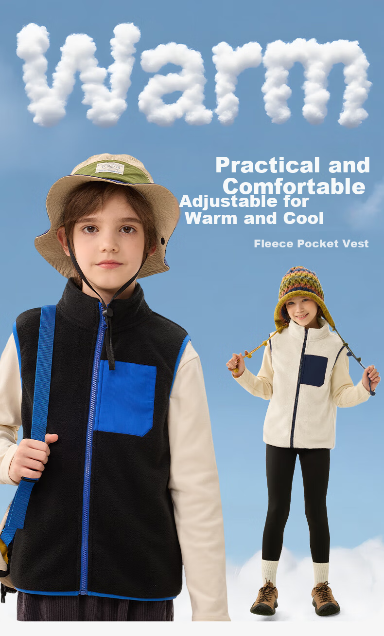 Baleno Kids Vest 2025 Autumn Winter New Boys Girls Double Fleece Warm Sleeveless Jacket Outerwear for Older Children 1