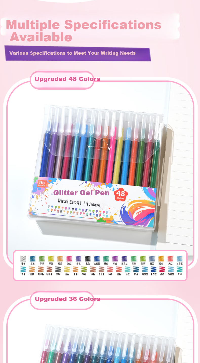 TRUECOLOR 8-Color Glitter Gel Pen Set Non-Toxic Fluorescent Marker Pens for Kids Primary School Students Pearl Watercolor Highlighting Pens 068 11