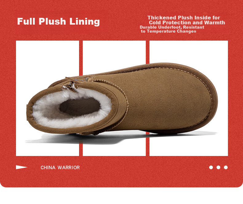 Warrior Official Women's Snow Boots 2025 Winter New Plush Thickened Warm Cotton Shoes Brown Size 36 6