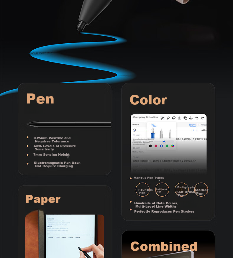 AISPEECH 4G AI Notebook Pro 8.4-Inch E-Ink Screen Smart E-Reader Accessory: Original Electromagnetic Stylus 19