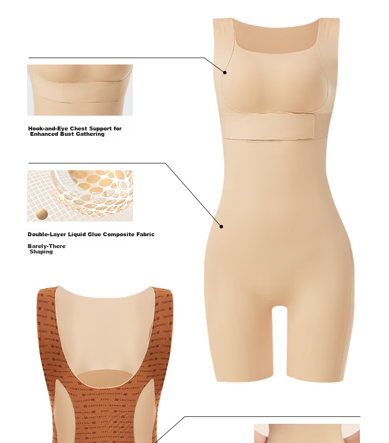 GRACEWELL Women's One-Piece Shapewear Body Shaper Tummy Control Butt Lifting Back Closure Wireless Seamless Slimming Bodysuit Nude M 4