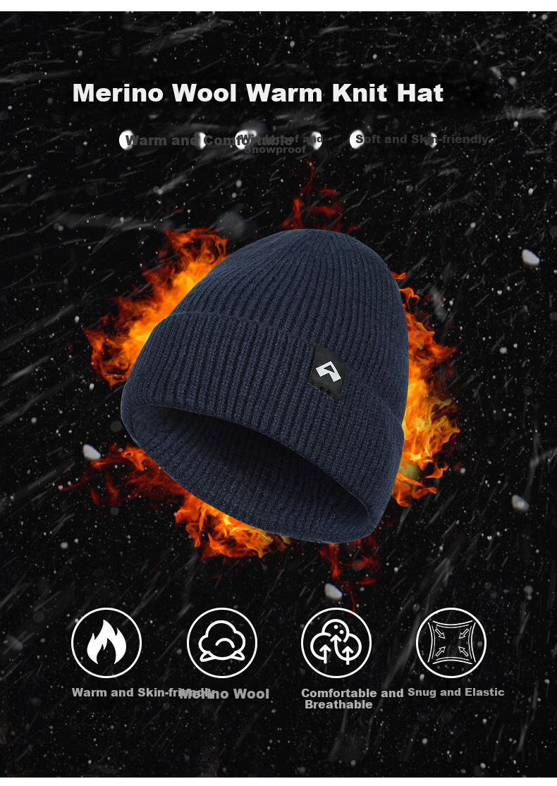 Toread Merino Wool Knit Hat Men Autumn Winter Outdoor Mountaineering Hiking Sports Warm Windproof Ear Protection Snow Hat Women 3