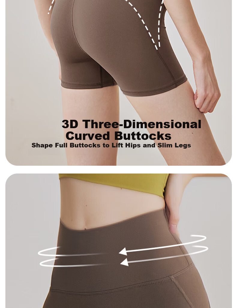 XUEXIMAN Women's Yoga Pants High-Waist Hip-Lifting Seamless One-Piece Sports Shorts Pilates Cycling Biker Shorts 3