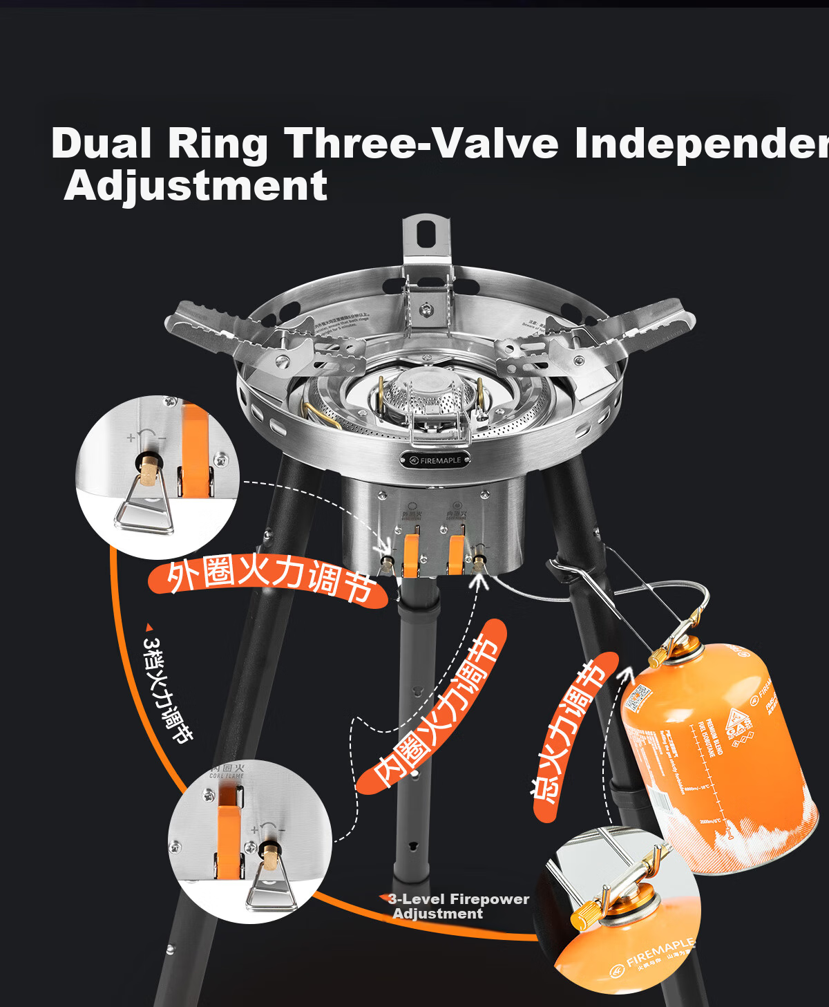 FIRE-MAPLE Qingtian 3 Double-Layer Intense Flame Large Air Stove Set, Outdoor Portable Stir-Fry Cookware, Cartridge Stove, Gas Stove, Camping Equipment 7