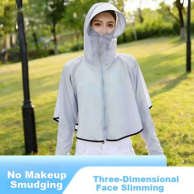 BWNK Sunscreen Jacket with Full Face Mask, Bikini Style Half-Body Unisex Ice Silk Neck Protection Sunshade Hat and Mask