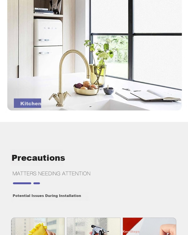 Fuju Bathroom Frosted Glass Privacy Film Waterproof Window Sticker Nano Adhesive Self-Adhesive 60x200cm with Tools 4