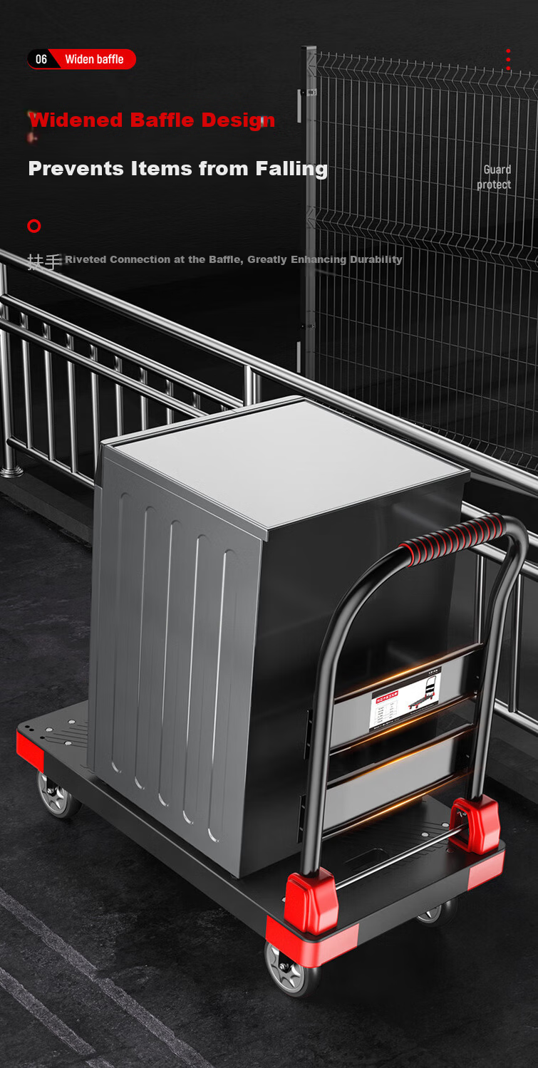DELIXI Folding Portable Silent Hand Cart Lightweight Flatbed Trolley Household Cargo Cart 1400kg Capacity 4