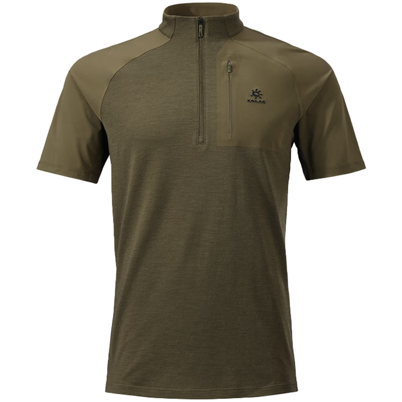 KAILAS XM2 Wool Short Sleeve T-Shirt Men Quick-Dry Half-Zip Outdoor Hiking Breathable Mountaineering Top