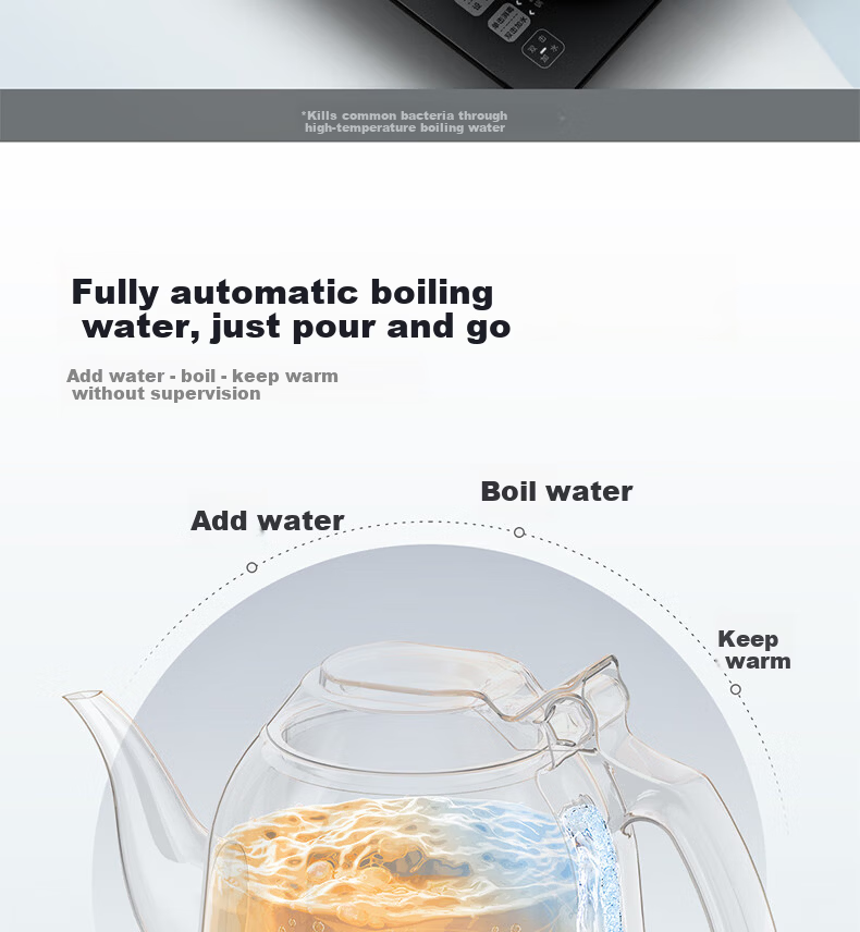 K·KOU Pure Titanium Fully Automatic Double Bottom Water Supply Electric Kettle Tea Table Boiling Kettle Integrated Insulated Electric Kettle Boiling Tea Heater TC018 5