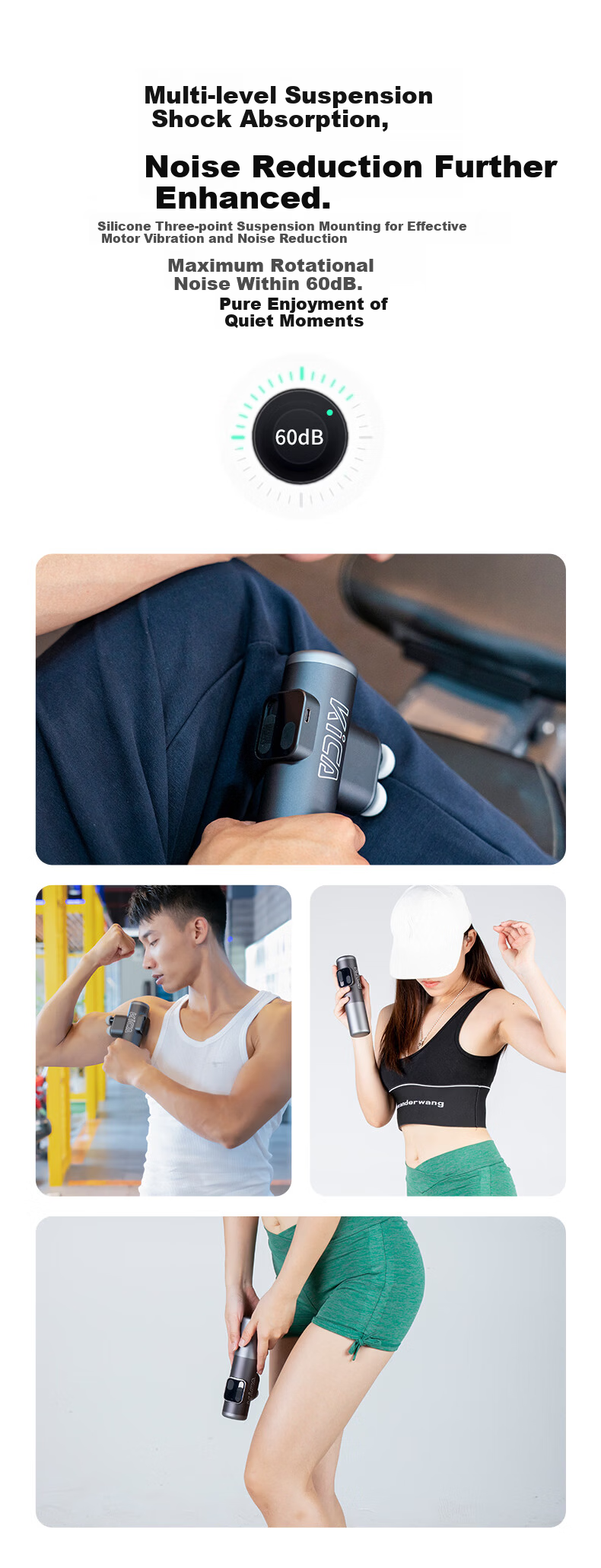 KICA K3 Professional Dual-Head Fascia Gun Muscle Massager Smart Fitness Training Neck Fascia Device Mini Silent Home Use Advanced Gray 8