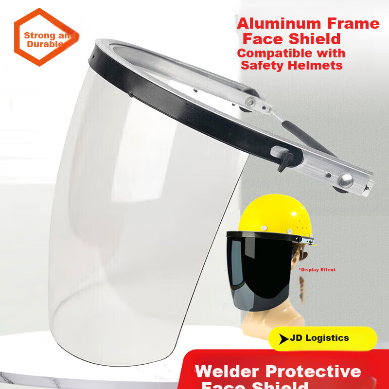 KINCOOL KCx-21 Safety Helmet Protective Face Shield Aluminum Alloy Bracket Welding Protective PC Transparent Mask Cutting Welding Impact-Resistant Face Shield White Bracket