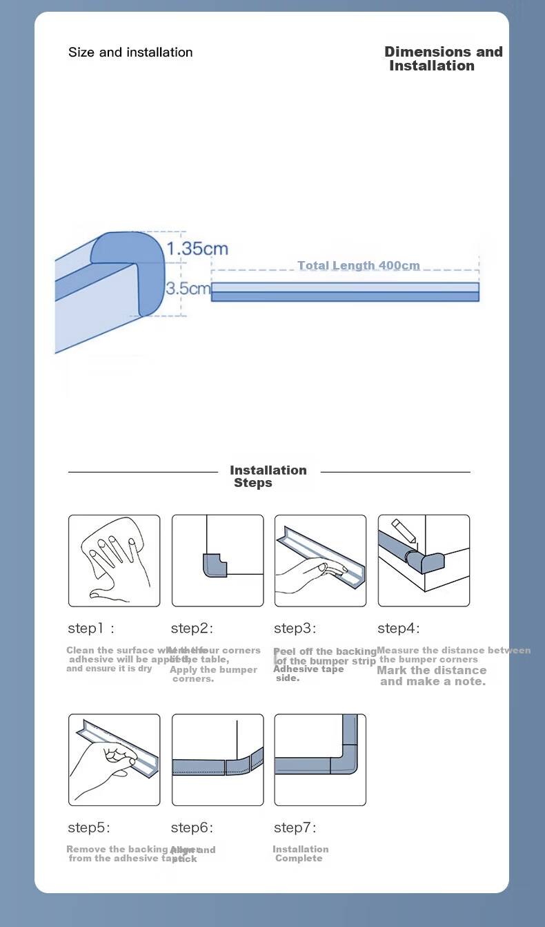 Newbelly Children's Anti-Collision Strip Baby Table and Bed Edge Soft Corner Protector Cushion Wall Corner Guard Edge Protector 14