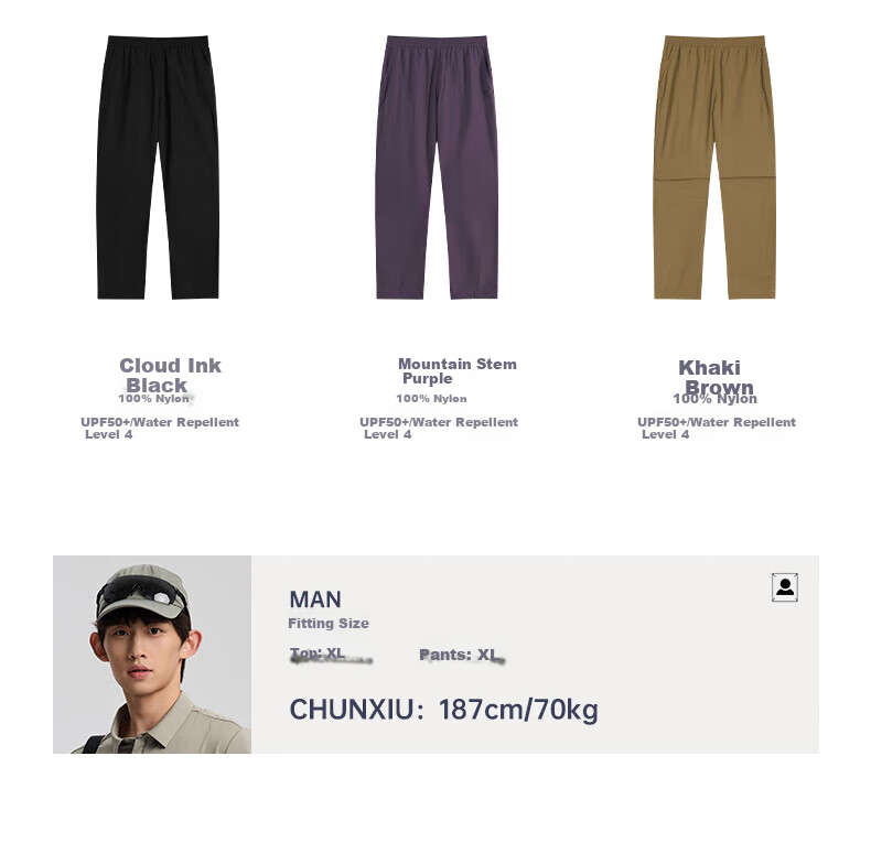 TECTOP Men's Outdoor Casual Pants Spring Summer Sun Protection Lightweight Breathable Windproof Water-Repellent Loose Fit Long Pants Cloud Ink Black M 6