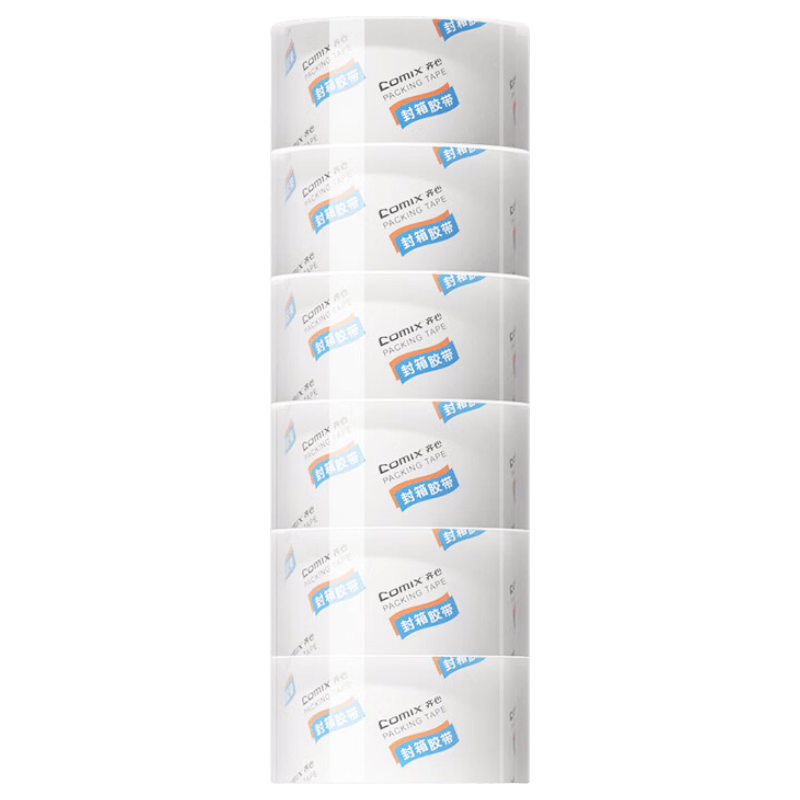 COMIX Transparent Tape/wide Tape/boxing Tape/windproof Tape, High Transparency, Packing Tape, 6 Rolls, Width 60mm*100y*50um, Length 91.4 Meters/roll JT6010-6