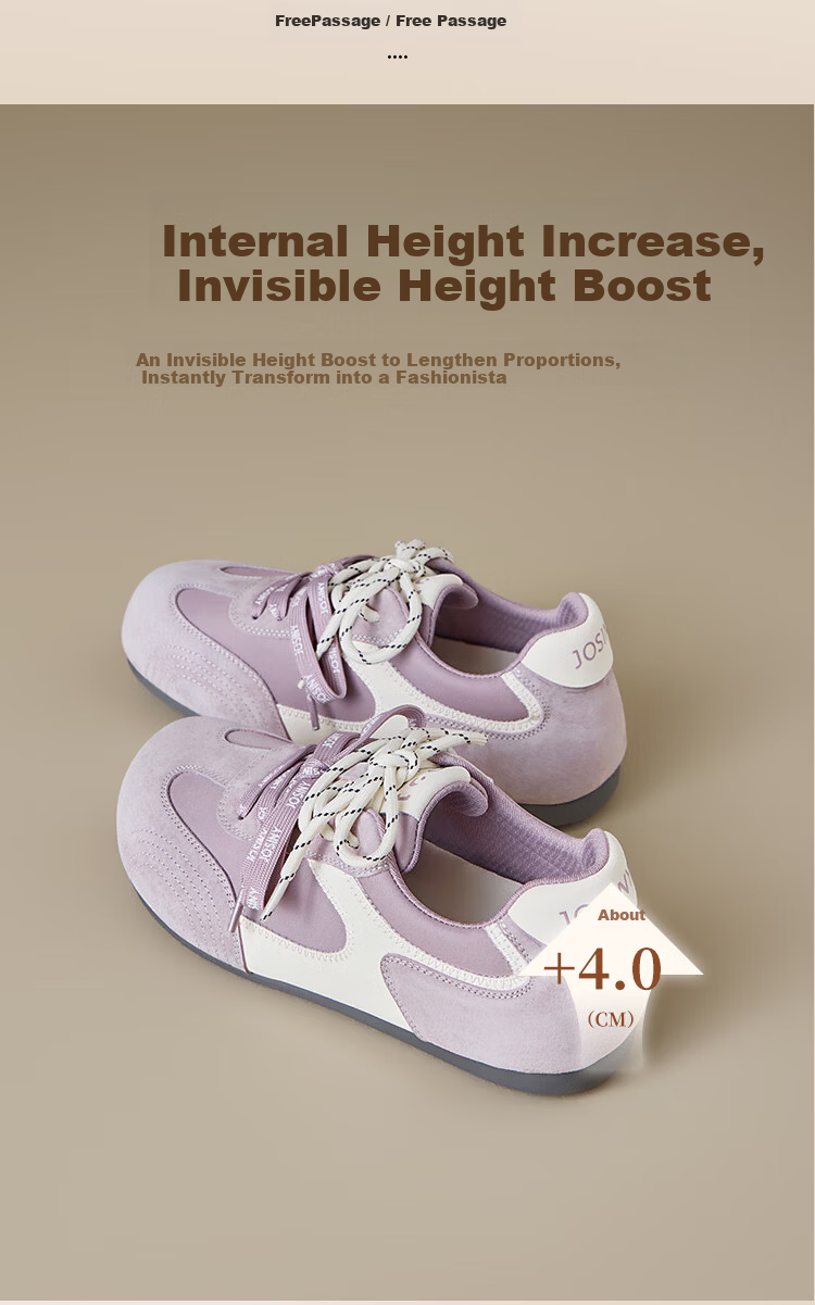 Zhuoshini Internal Height Increasing Trainer Shoes 2026 New Spring Retro Thick Sole White Sports Casual Agan Shoes Off-White Size 35 4