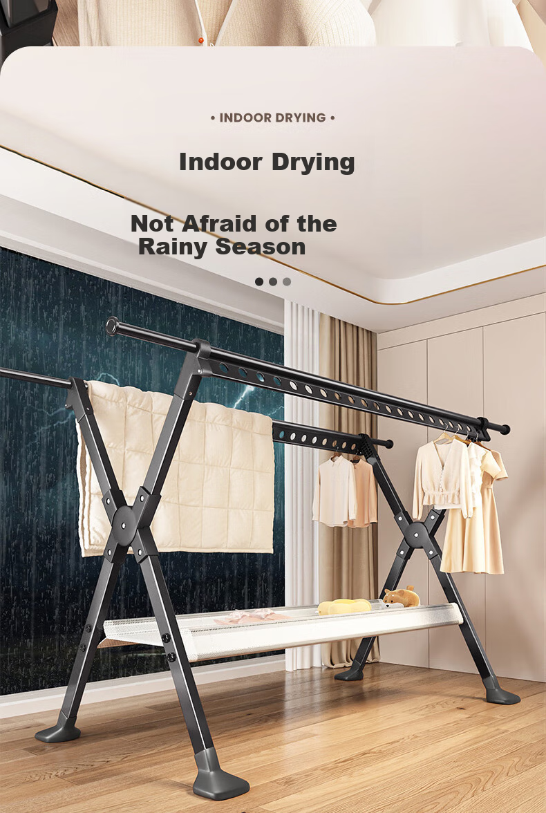 Jing Jiayi Foldable Floor Clothes Drying Rack Carbon Steel Home Balcony Laundry Rack Quilt Drying Rack Hanger 9