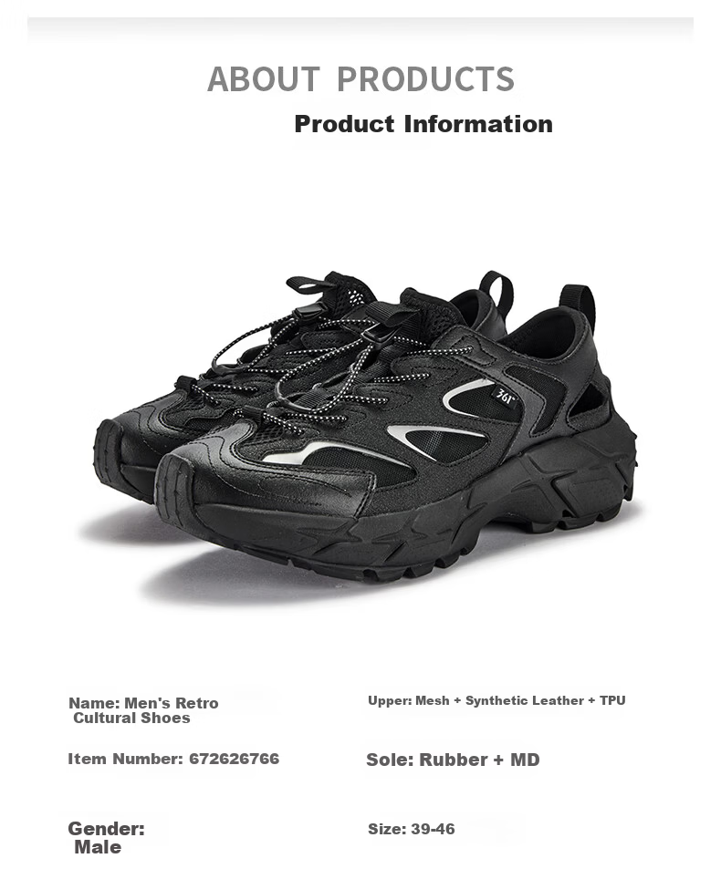 361° Men's Summer Sports Sandals Outdoor Beach Casual Soft Sole Water Hiking Shoes 672626766-3 39