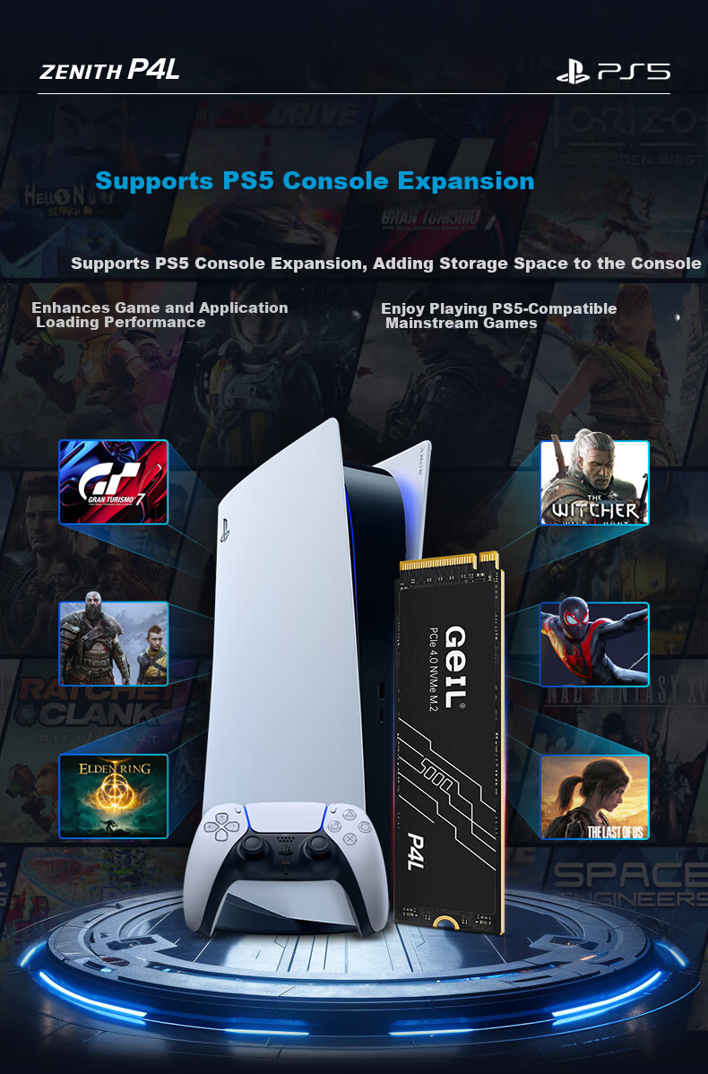 GEIL Jinbang 512GB SSD Solid State Drive M.2 PCIe 4.0 x4 NVMe High-Performance Gaming Edition 7000MB/s P4S Series 5