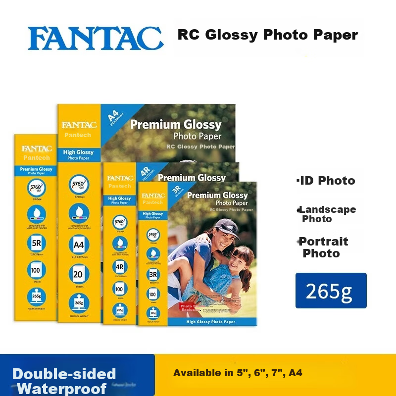 FANTAC RC Waterproof Glossy Photo Paper 6R/8 Inch 265g Color Inkjet Printing Photo Paper 30 Sheets 9895-730