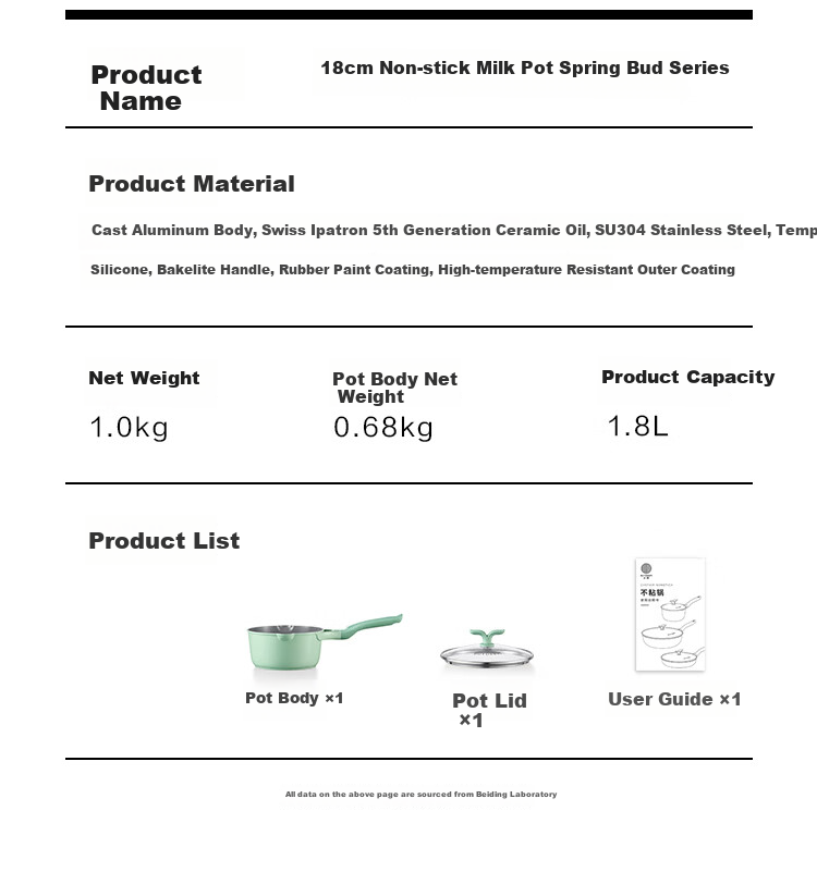 Buydeem Baby Food Pot Non-Stick Milk Pot 18cm Light Green Spring Bud 14
