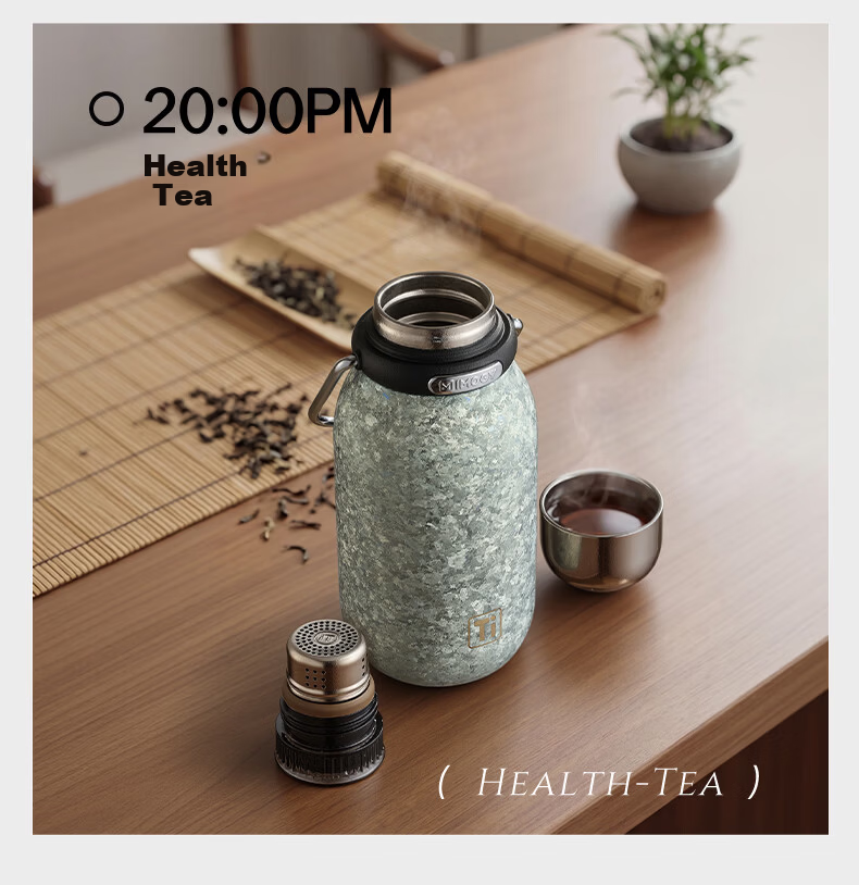 IMOGY Pure Titanium Insulated Mug Women's Holiday Gift Coffee Cup High-Value Large Capacity Magnetic Lid Water Bottle with Handle 11