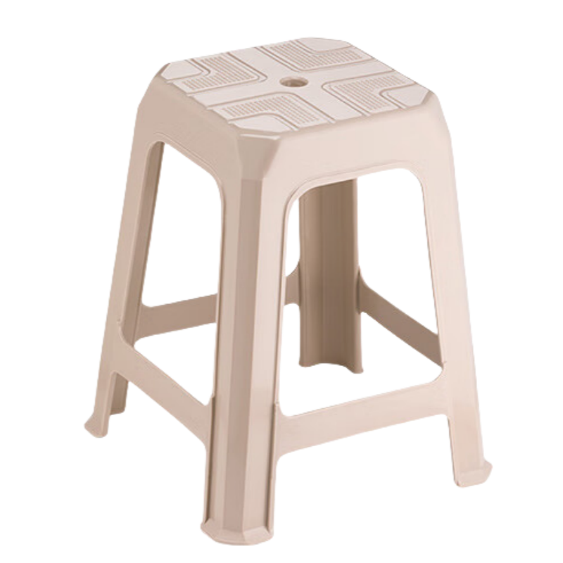 CHAHUA Plastic Stools for Home Use, Thickened Non-Slip Wear-Resistant Dining Chairs, Leisure Benches, Square Stools, Large Shoe Changing Stools, Set of 4, Coffee Color