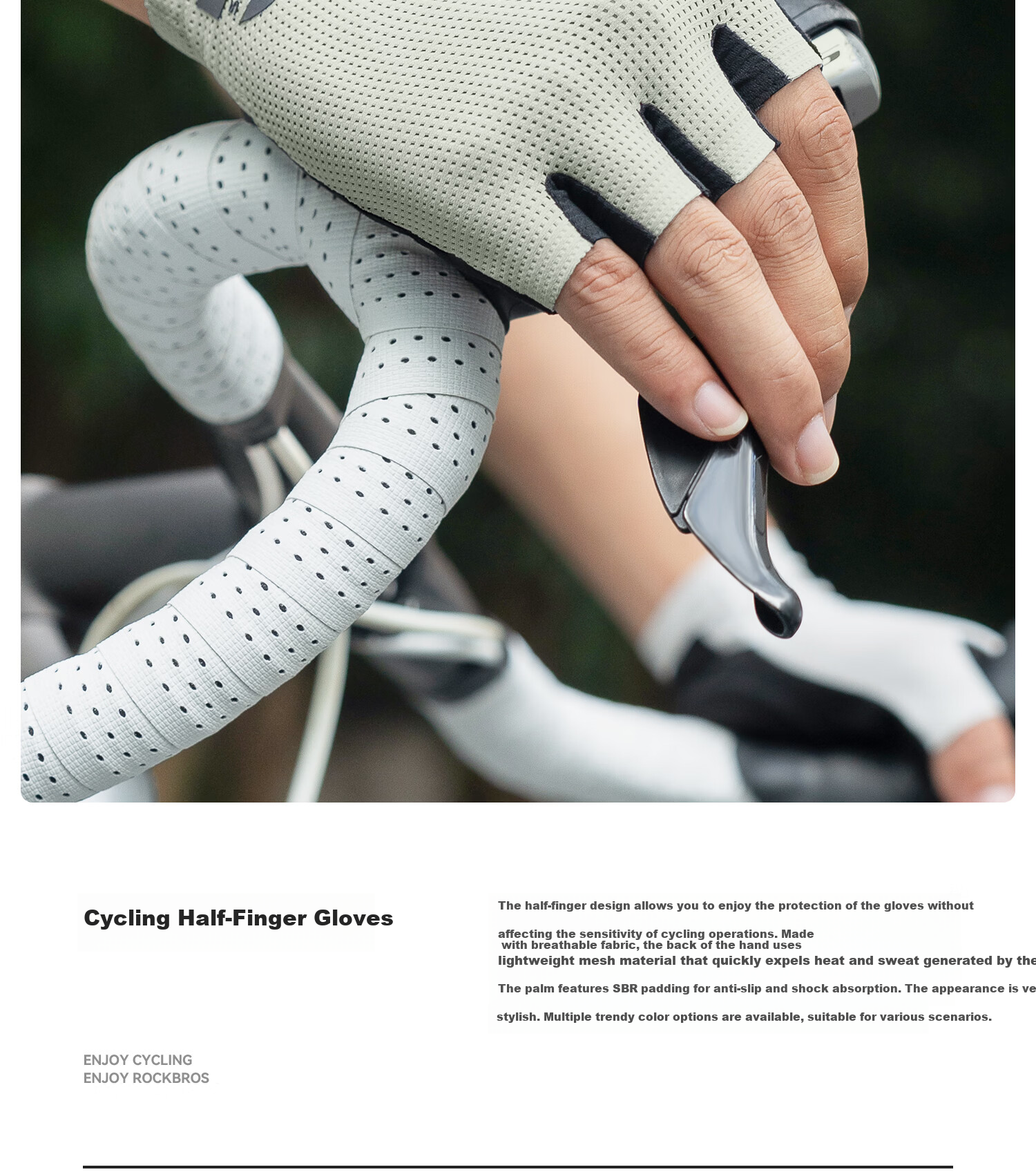 RockBros Half-Finger Cycling Gloves Summer Men Women Mountain Road Bike Short Finger Shockproof Black 2