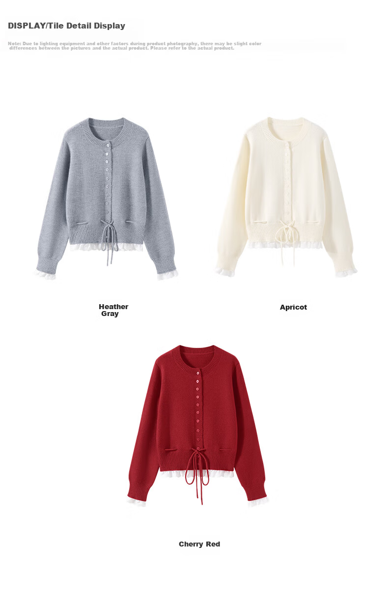TonLion Women's Sweater Faux Cashmere Knit Colorblock Ruffle Cardigan Spring Autumn New Slim Fit Top 12